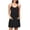 Black, variant on ZyeKqe Sleeveless Nightgown for Women Spaghetti Strap Crewneck Stretch Lightweight Casual Comfy Loungewear Mini Dress with Pockets