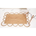 thumbnail image 3 of Natural Jute Rug Hand Braided Beige and White Color Scalloped Area Rug Rectangle Rug, 3 of 5