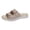 Beige, variant on Women's Orthopedic Slippers Walking Slip on Sandals 2026 Summer Beach Casual Denim Double Buckles Wide Width Open Toe Orthotic Flat Comfortable Slides Beige Size 6.5
