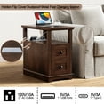 thumbnail image 4 of FAGAGA End Table Set of 2 for Living Room with 2 Drawers, Vintage Sofa Side Table with Charging Station, Wooden Nightstand with Storage for Bedroom, Dorm, Office | Cherry, 4 of 11