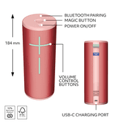 Ultimate Ears UEBOOM4RED Boom 4 Bluetooth Speaker - Raspberry Red