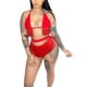 thumbnail image 1 of Conjunto de bikini de verano de 2 piezas para mujer Sujetador con cuello colgante sin espalda y sin mangas + tanga de borlas de color sólido Nituyy Conjunto de dos piezas de bikini con borlas, 1 of 5