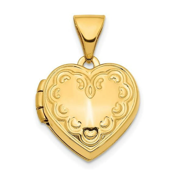 Quality Gold XL759 14K Yellow Gold 13 mm Textured Heart Locket Pendant