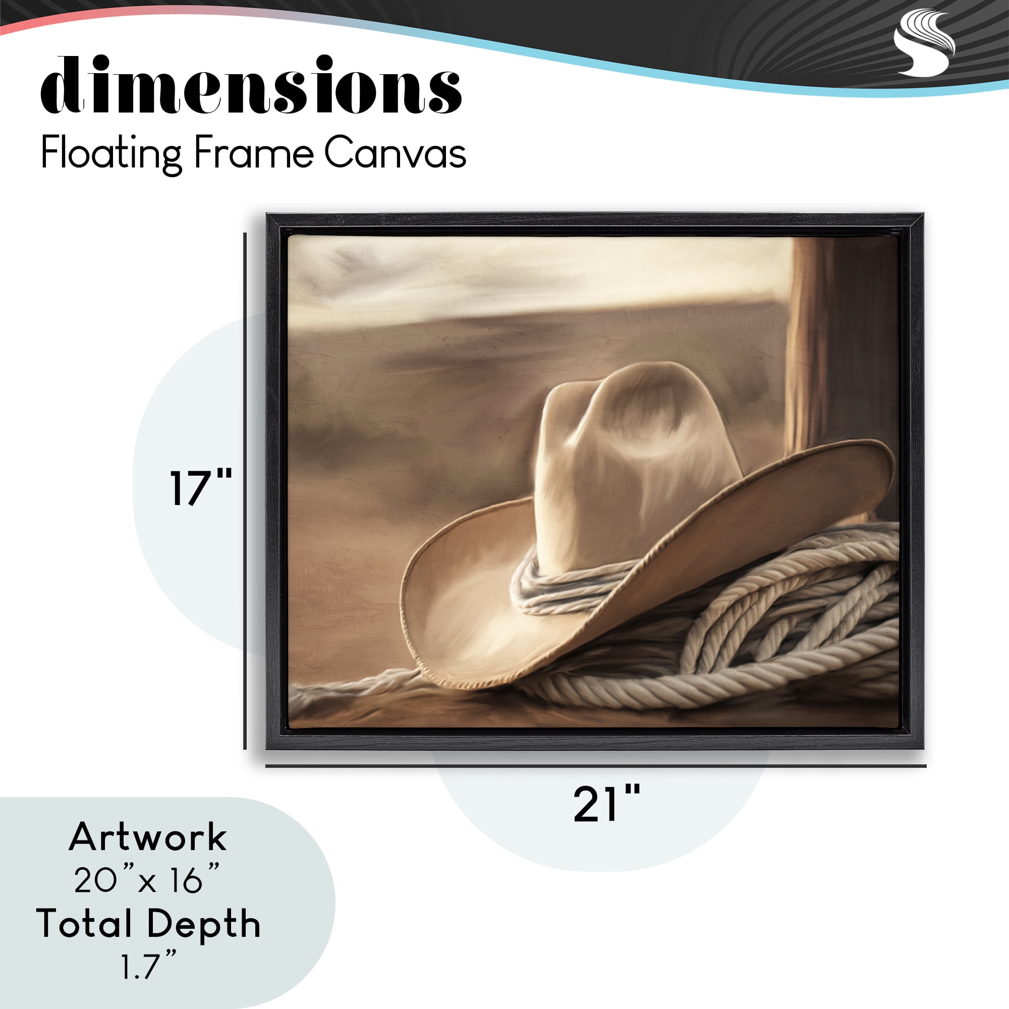 Stupell Industries White Cowboy Hat Black Framed Floater Canvas Wall Art, design by Kim Allen
