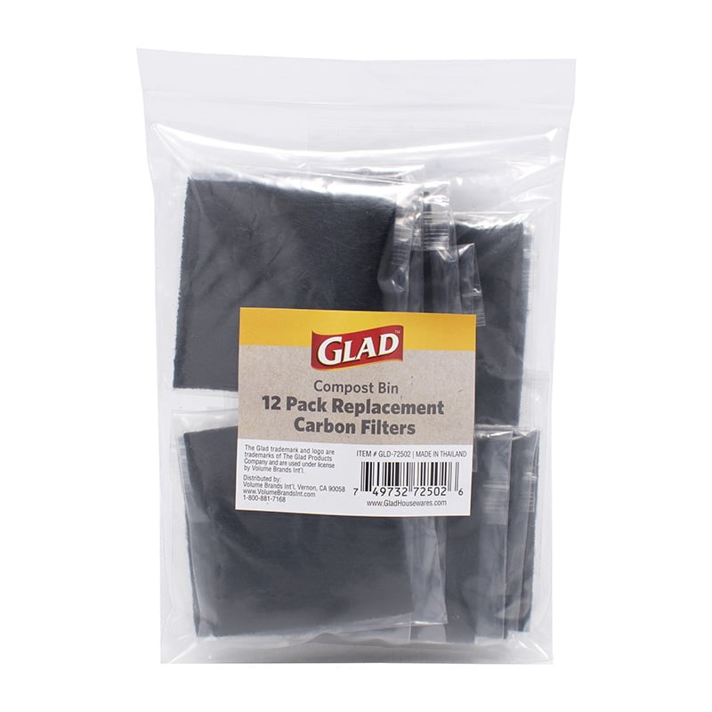 Glad Compost Bin Charcoal Filter, 12 Count