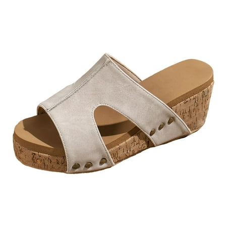 

Women Summer Solid Slip Womens Tan Sandals on Casual Open Toe Saltwater Sandals Women Wedges Comfortable Beach Shoes Clog Sandals for Women Sandals Slippers Fashionable and versatile