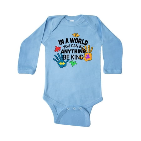 

Inktastic In a World You Can Be Anything Be Kind Autism Awareness Gift Baby Boy or Baby Girl Long Sleeve Bodysuit
