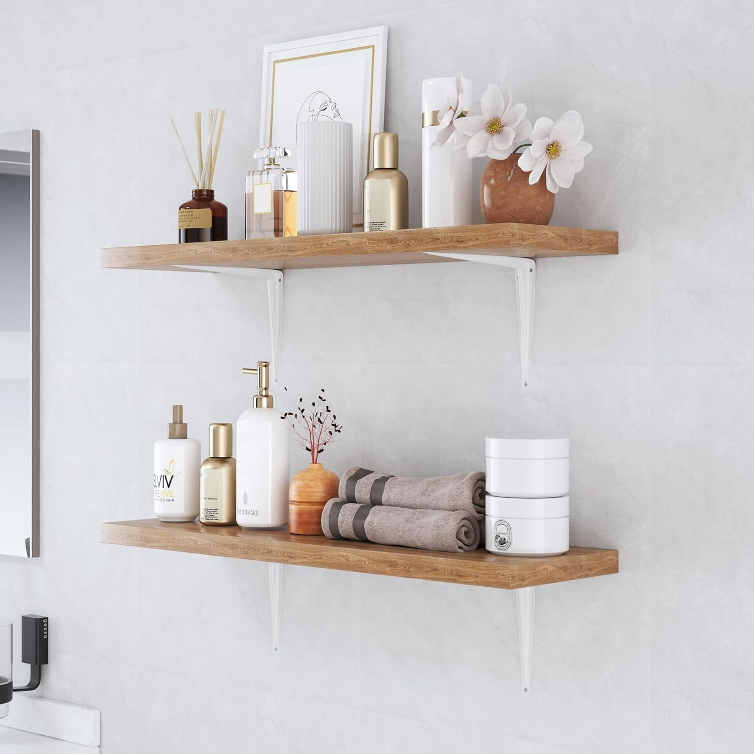 20 Pack Shelf Brackets 12 Inch, White Metal Brackets for Shelves, L Shape Shelving Brackets (White, 12" x 10")
