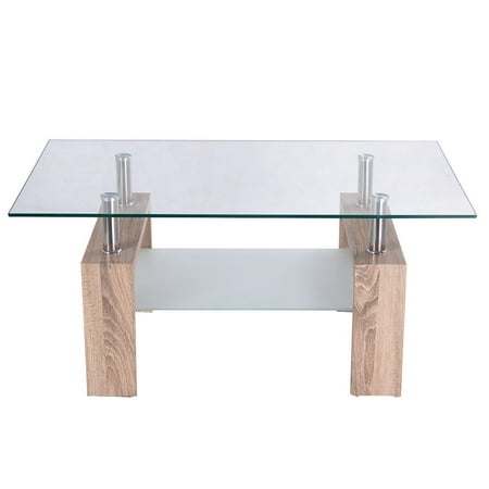 Costway Rectangular Glass Top Coffee Table Tea Wood W Shelf Canada - Glass Top Coffee Table Canada Costway Rectangular Glass Top Coffee Table Tea Wood W Shelf Canada - Glass Top Coffee Table Canada