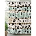 thumbnail image 2 of Dog Paw Shower Curtain, Farmhouse Wood Grain Vintage Green Brown Board Waterproof Shower Curtain Set with 12 Hooks Lightweight Washable Fabric Shower Curtains for Bathroom 48x72 Inches, 2 of 6