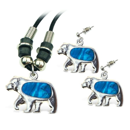 Puzzled Aqua Bear Wild Style Necklace and earrings