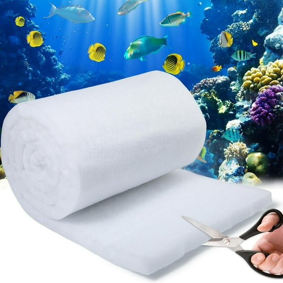 Aquarium Filter Sponge Pad Fish Tank Pond Filter Media Filters Pad for Fish Tank Aquarium Filter Media Aquarium Filter Floss for Pond Reusable Fish Pond Filter Material,12" x 78" White