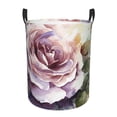 thumbnail image 2 of LNWH Laundry Basket, Purple Vintage Watercolor Rose Art Pattern Foldable Laundry Hamper with Handles Waterproof, Small Size, 2 of 8