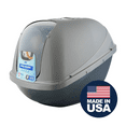 thumbnail image 3 of Petmate Jumbo Basic Hooded Plastic Cat Litter Pan, Enclosed Cat Litter Box, XL, Pearl Silver Blue, 3 of 11