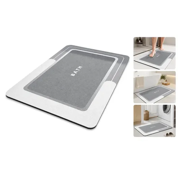 Bath Mat, Non Slip Bathroom Rug, Super Absorbent Quick Dry Stain Resistant Thin Bathroom Mat, Anti Mold Shower Mat, Waterproof Bathtub Mat for Bathroom Floor, Vanity, Tub, Easy Care Durable Bath Rug