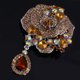 thumbnail image 3 of de diamantes de imitación de cristal de fiesta de dama de mujer de flor grande Vintage Fernando gran broche de flores, 3 of 8