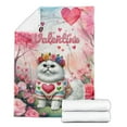 thumbnail image 2 of Hello Valentine’s Day Persian Flower Crown Romantic Pink Floral Cozy Fleece Blanket Cat Lover Kitten Owner Gifts Warm Soft Throw Blanket - 00031, 2 of 5