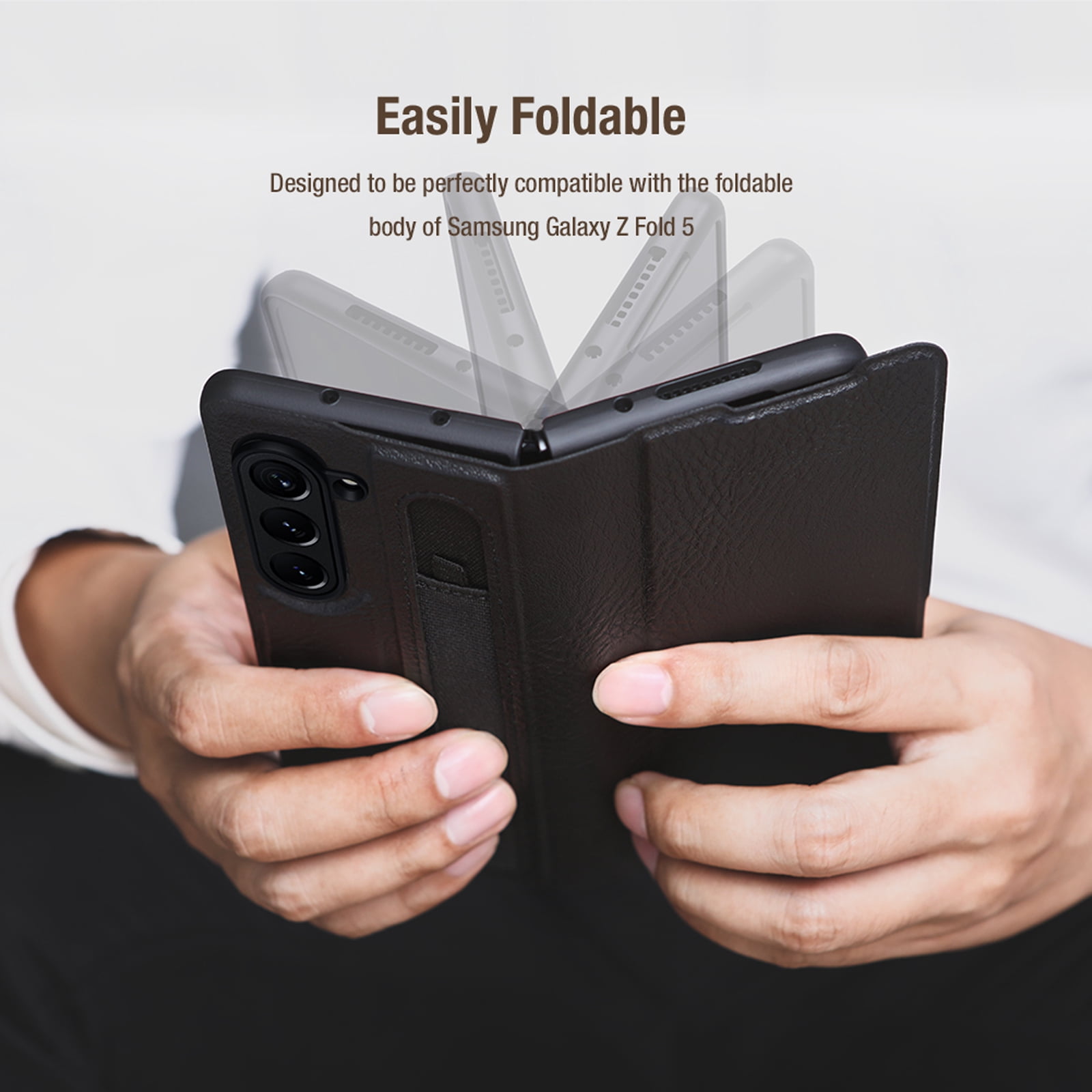 Compatible with Samsung Galaxy Z Fold5 Wallet Case with S Pen Holder, Premium PU Leather Flip Folio, Card Slots, RFID Blocking, Kickstand, Phone Cover for Galaxy Z Fold 5, Black