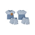 thumbnail image 2 of AceBaby Toddler Baby Boys Summer Waffle Outfits 3M-5Y Checkerboard Print 2Pcs Short Clothes Set, 2 of 9
