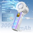 thumbnail image 6 of Portable handheld spray fan, 30000 RPM adjustable high-speed turbine personal fan, 3000mAh USB rechargeable mini spray fan, with LED lights, suitable for office/travel/shopping/concert-White, 6 of 10