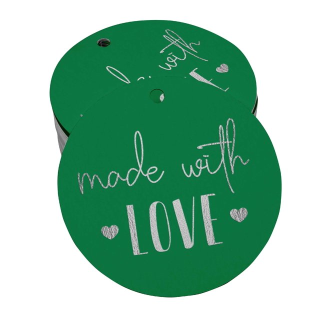 Inkdotpot Silver Foil Paper Hang Tags Made With Love Text Favor Tags 100 Pieces