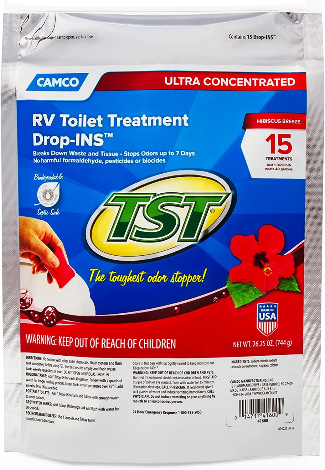 Camco TST RV Toilet Treatment DropINs Control Unwanted Odors and