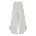 thumbnail image 4 of EDFBUYKRS Female Women Pants Casual Pants for Women Jeans Flare Women Linen Pants Summer Wide Leg Pants Smocked Waist Ruffle Hem Palazzo Pants Boho Flowy Beach Pants with Pocket Xxl, 4 of 8