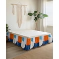 thumbnail image 2 of Blue Burnt Orange Wrap Around Bed Skirts for King Bed 18" Drop, Bed Skirt with Adjustable Elastic Belt Dust Ruffle Bed Valance for Bedroom Hotel Luxury Modern Oil Painting Geometric Bed Frame Cover, 2 of 7