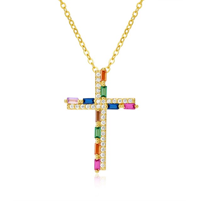 Collar de cruz para mujer, collares con colgante ajustable para niñas, joyería hipoalergénica chapada, regalos para mujeres de moda
