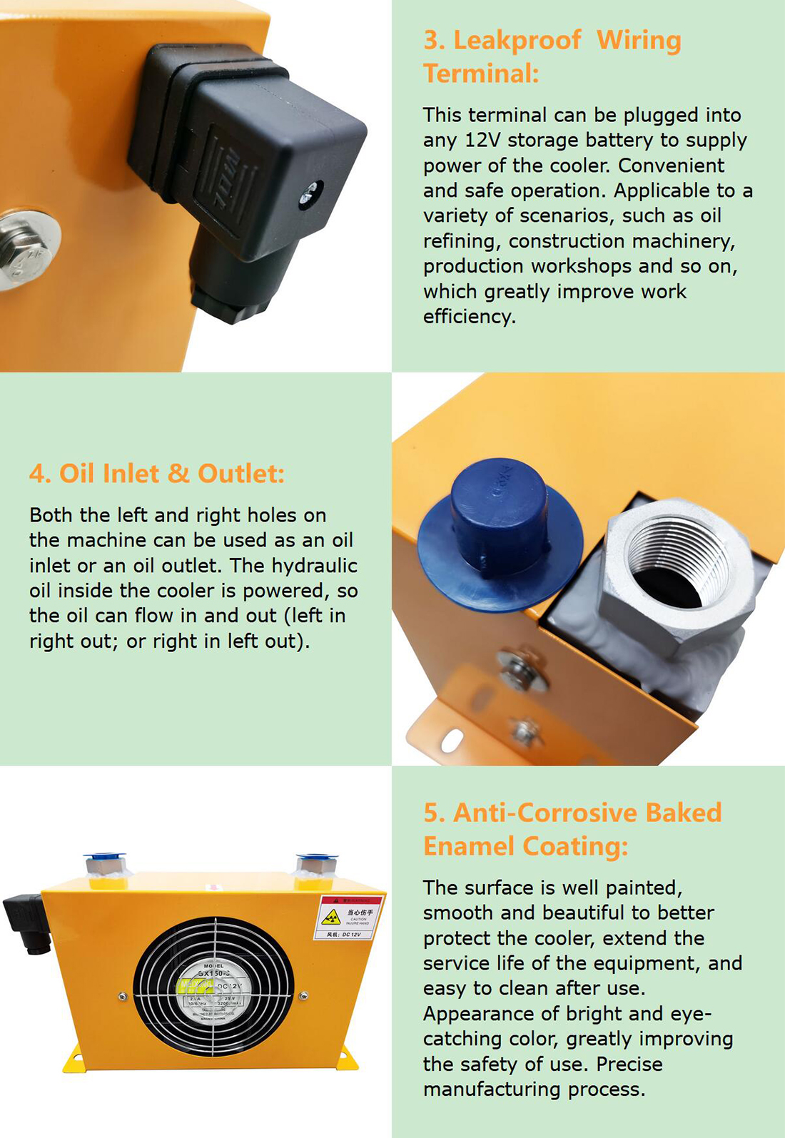 Hydraulic Air Cooled Radiator Air Cooling Oil Cooling Machine 60L/MIN DC12V