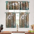thumbnail image 1 of Floral Kitchen Curtains Tiers and Valances Set 3 Piece for Windows Butterfly Kitchen Window Curtains Set,Farmhouse Wooden Texture Valances for Living Room(36" Tiers Set), 1 of 5