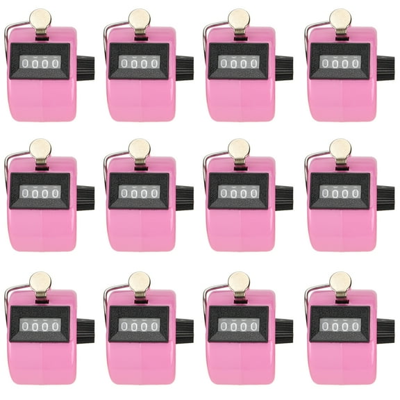 GOGO 12 Pcs Tally Counter, Plastic Handheld Digit Number Lap Counter, Manual Mechanical Clicker - Pink