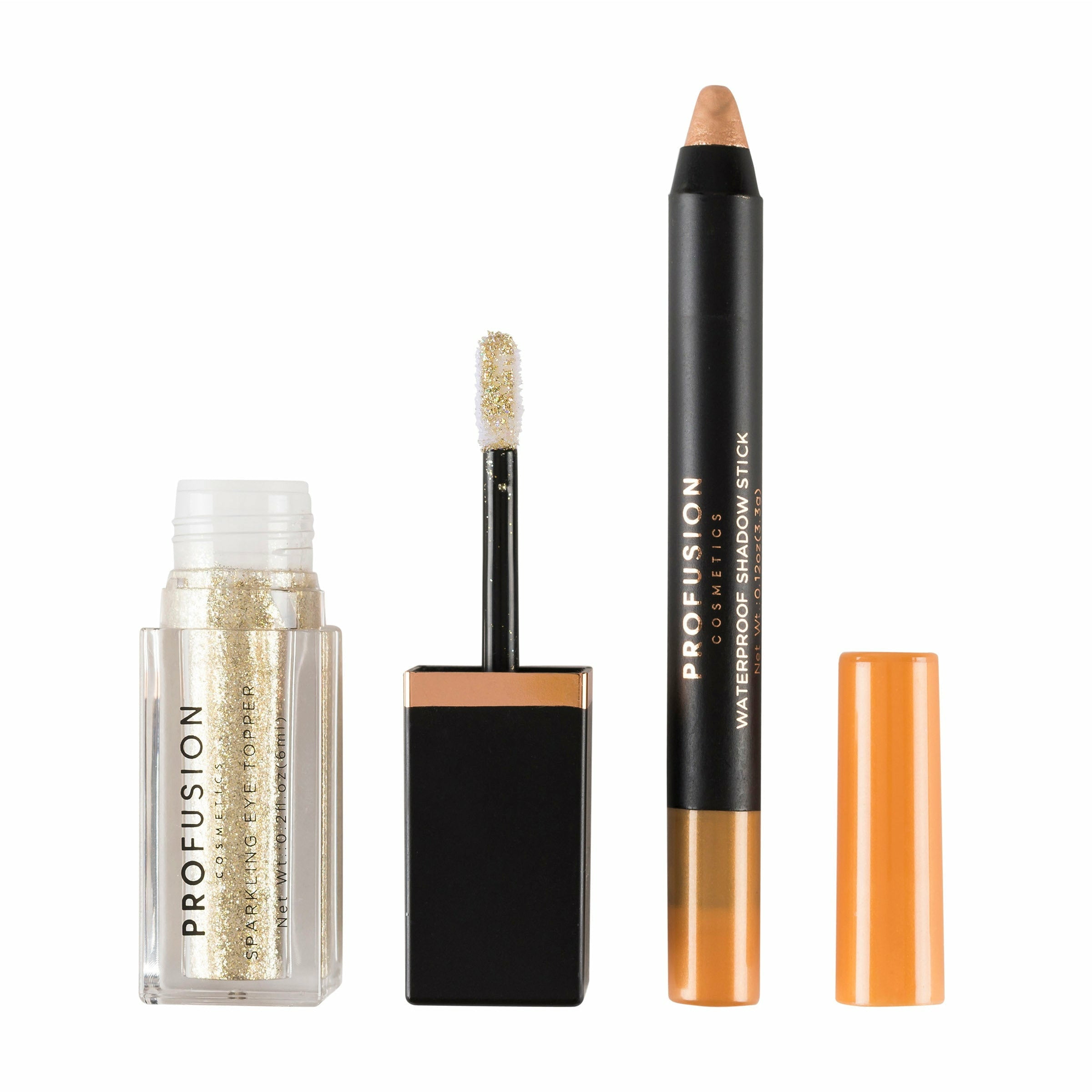 Profusion Cosmetics Eye Sparkler Duo Set, Waterproof Shadow Stick and Sparkling Eye Topper, Glisten