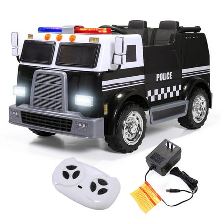 - Jaxpety 12V Ride On Vehicle Battery Power Police Car w/ Remote Control LED Light MP3 2 Speeds