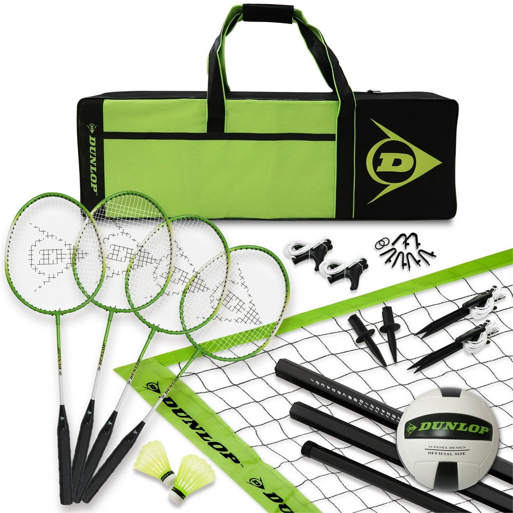 Dunlop Volleyball and Badminton Combo Lawn Game Set, Accessories