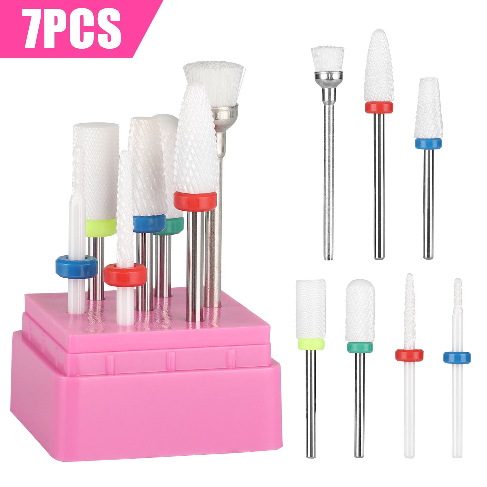 Nail Drill Bits Set, 7 pcs 3/32 Inch Tungsten Carbide Diamond Ceramic