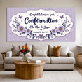 thumbnail image 5 of Yatrandify Floral Design Confirmation Banner Purple Theme Personalized Message Church Decoration Celebration, 5 of 7