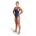 thumbnail image 5 of Arena Women's Solid Team MaxLife Swimsuit Swim Pro Open Back One Piece Racing Bathing Suit Competition Training Swimwear, Navy/White, US Size 26, 5 of 6