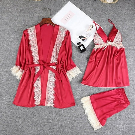 

MPWEGNP Sleepwear Womens Sexy Lingerie Satin Pajamas Cami Shorts Set Nightwear