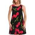 thumbnail image 1 of Vsdgher Robes d'Été Imprimé Cerise pour Femmes Robe de Plage Décontractée Col en U Sans Manches Robe d'Été Ample avec Poche, 1 of 7