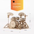 thumbnail image 4 of Rompecabezas 3D TUNC Modelo de madera Instrumentos musicales Kit de batería, 4 of 5