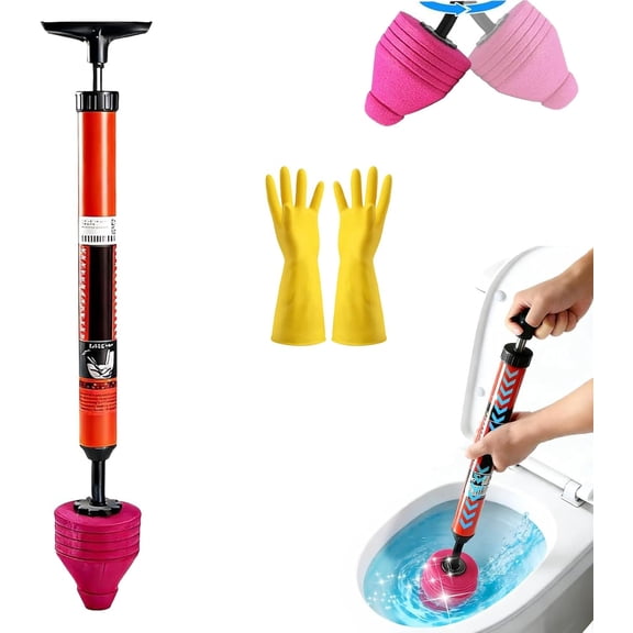 Toilet Unblocker, 2026 New Powerful Air Drain Unclogger, Toilet Pipe Plunger Drain Clog Remover Sink Plunger Kit Plumbing Tool for Sink Bathroom Kitchen Bathtub Clogged Pipe (1PC)