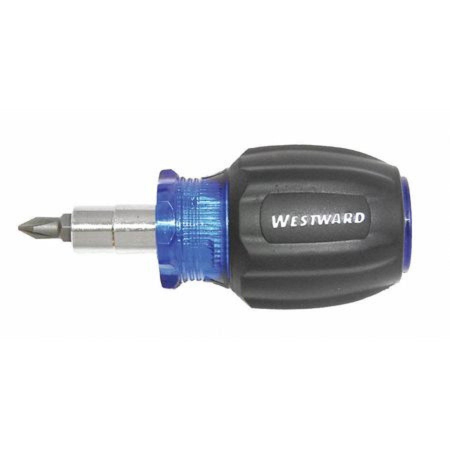 WESTWARD 401L12 Stubby MultiBit Screwdriver,6in1