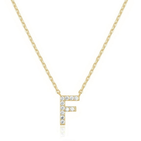 Bonjour Jewelers 14k Yellow Gold Created Diamond Initial F Letter Pendant Necklace Plated