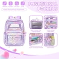 thumbnail image 3 of Mochila transparente MOONBABY Lovely para niñas en edad escolar, color morado, 3 of 9
