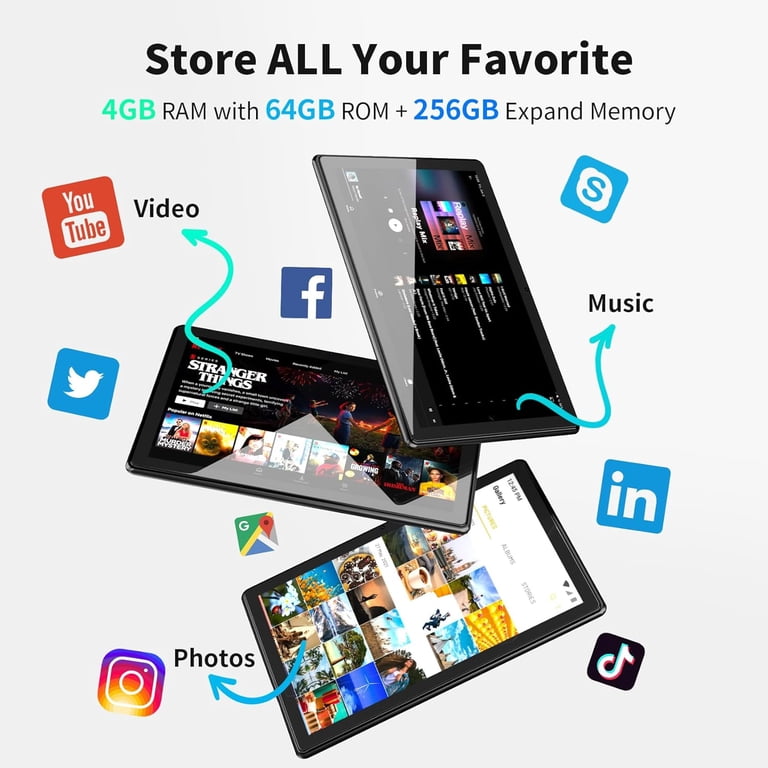 SGIN 10 Inch Tablet, Android 12 Tablet with 4GB RAM 64GB ROM, 1280