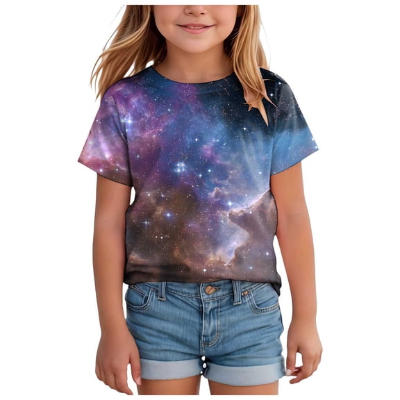 Zshosam Toddler Tops Girls Baby Girls and Toddler Everyday Short Sleeve Graphic T-Shirts Size 3T 4T,(Dark Purple 3-4 Years)