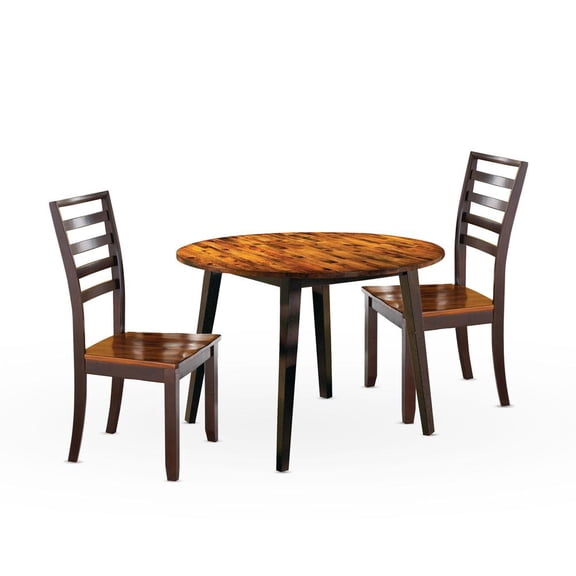 Steve Silver Abaco 3-Pc 42" Round Dining Set with Drop Leaves in Cordovan Cherry