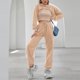 thumbnail image 2 of Traje deportivo con capucha de 3 piezas, abrigo con cordón, chaleco ajustado, pantalones con puños ceñidos, traje deportivo elástico suave, albaricoque S, 2 of 6