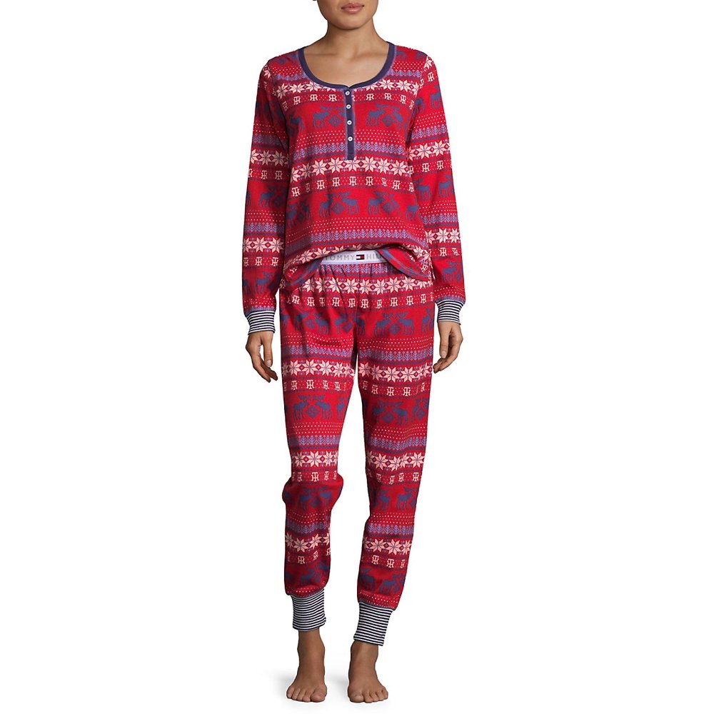 Tommy Hilfiger - Tommy Hilfiger R89S004 Vintage Thermal Henley & Jogger PJ Set - Walmart.com